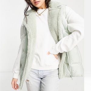 Borg Sherpa Lined Vest in Sage Green